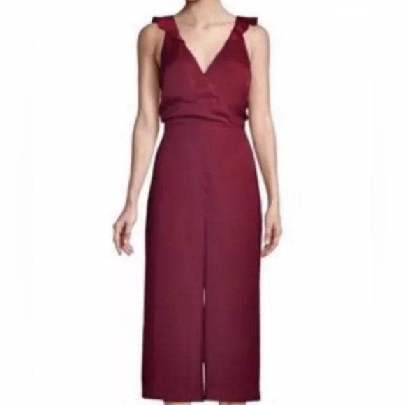 Parker Boudoir Culotte Jumpsuit Ruffles Wide Leg Dots Cranberry Red Size Medium - Picture 3 of 9